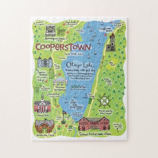 Map of Cooperstown, Jigsaw Puzzle (Vertical)