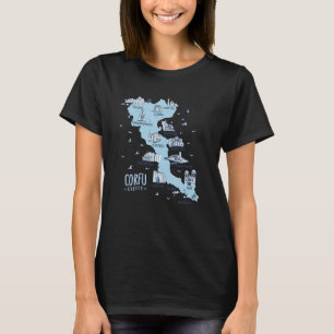 Map Of Corfu Greece Island T-Shirt