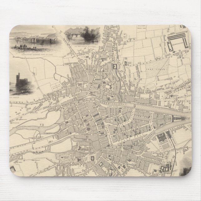 Map of Cork, Ireland Mouse Mat (Front)
