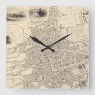 Map of Cork, Ireland Square Wall Clock