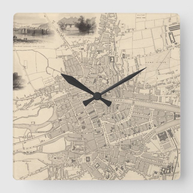 Map of Cork, Ireland Square Wall Clock (Front)