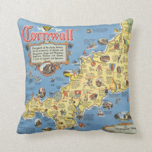 Map of Cornwall, England Cushion