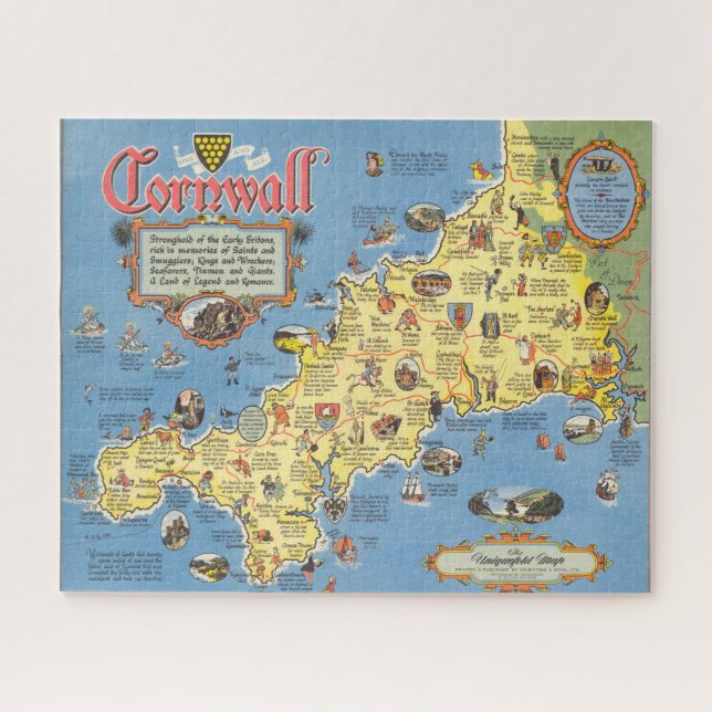Map of Cornwall, England Jigsaw Puzzle (Horizontal)