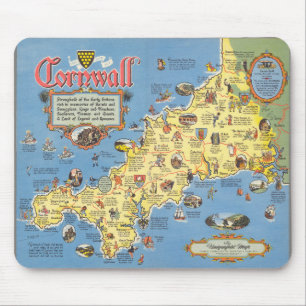 Map of Cornwall, England Mouse Mat