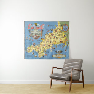 Map of Cornwall, England Tapestry