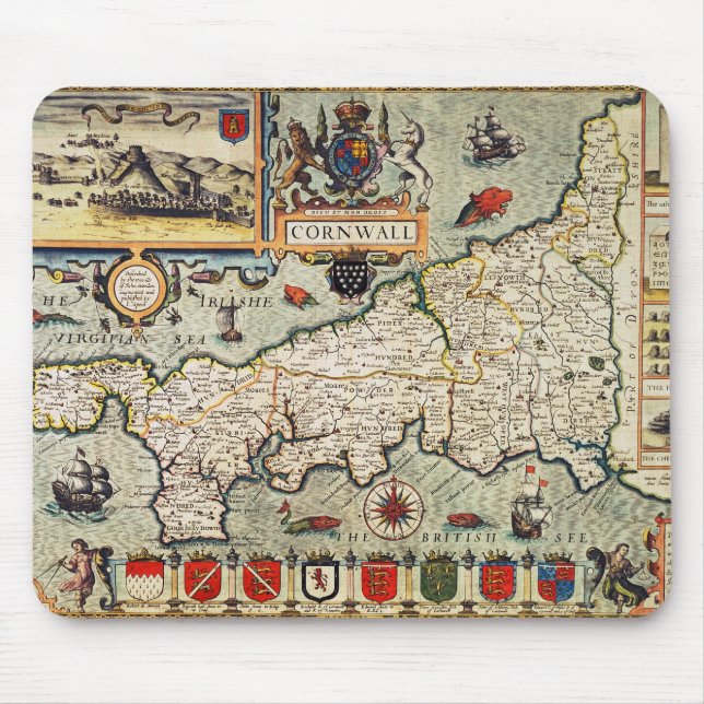 Map of Cornwall Mouse Mat (Front)
