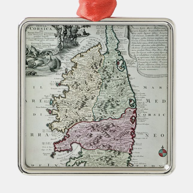 Map of Corsica Metal Tree Decoration (Front)