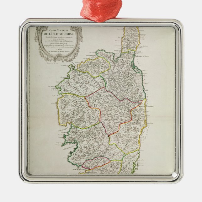 Map of Corsica Metal Tree Decoration (Front)