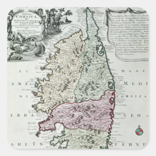 Map of Corsica Square Sticker