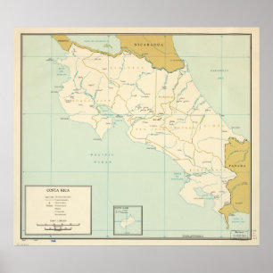Map of Costa Rica (1963) Poster