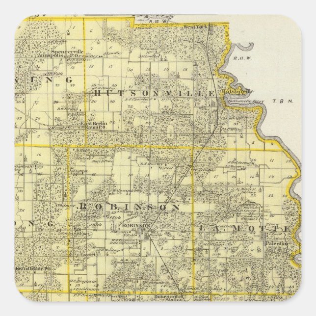 Map of Crawford County, Robinson Square Sticker (Front)