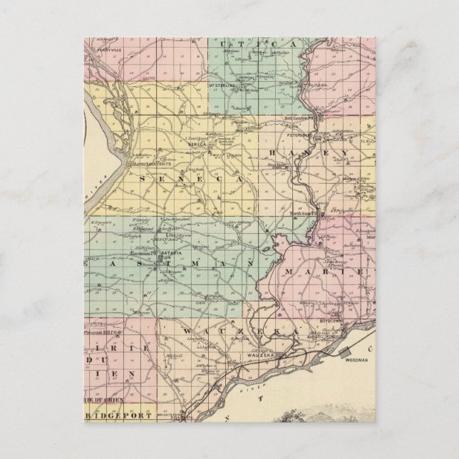 Map of Crawford County, State of Wisconsin Postcard (Front)