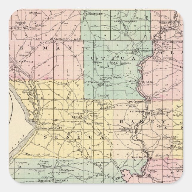 Map of Crawford County, State of Wisconsin Square Sticker (Front)