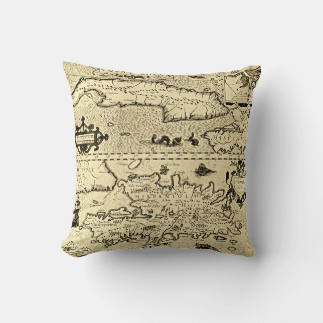 Map of Cuba and Hispaniola Cushion (Front)
