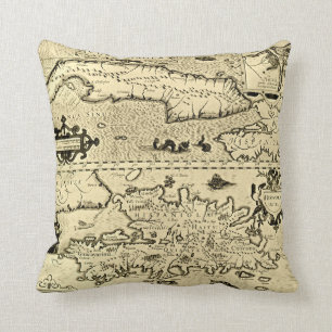 Map of Cuba and Hispaniola Cushion