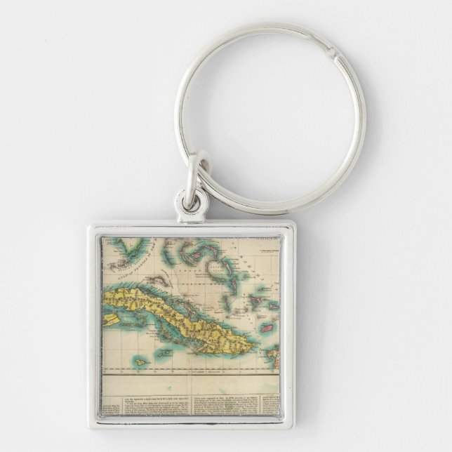 Map Of Cuba And The Bahama Islands Key Ring (Front)