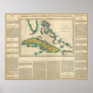 Map Of Cuba And The Bahama Islands Poster