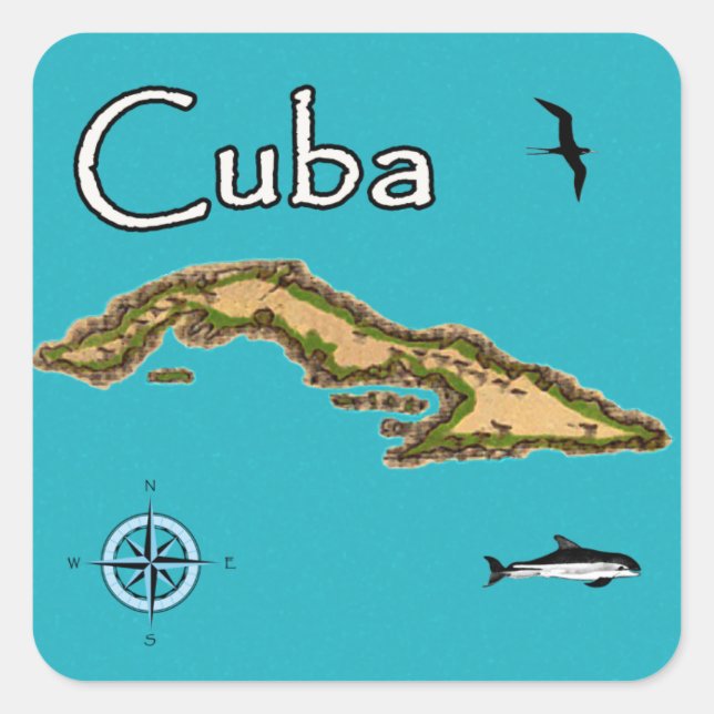 Map of Cuba (vintage) Square Sticker (Front)