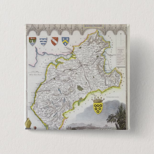 Map of Cumberland, from 'Moule's English 15 Cm Square Badge (Front)