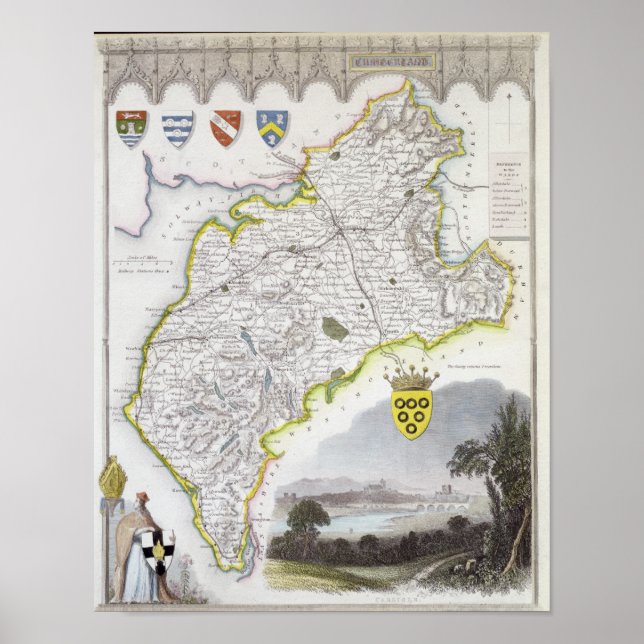 Map of Cumberland, from 'Moule's English Poster (Front)
