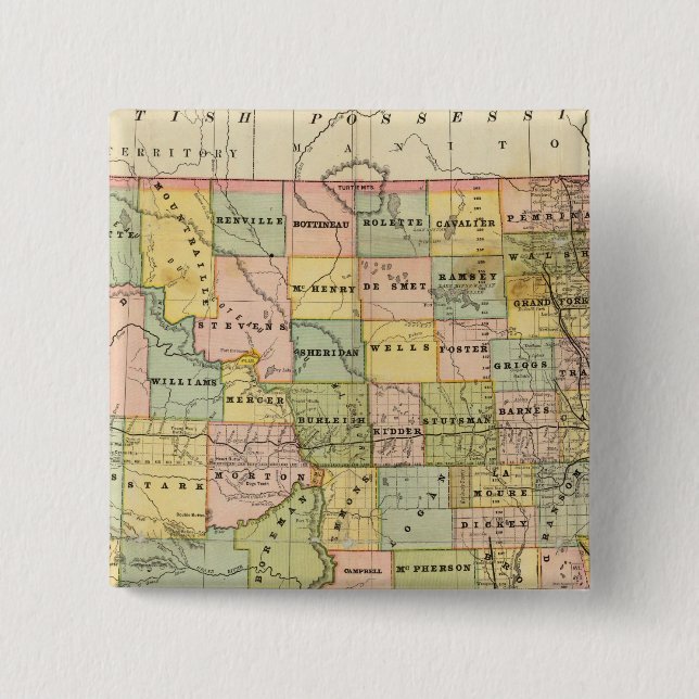 Map of Dakota 15 Cm Square Badge (Front)