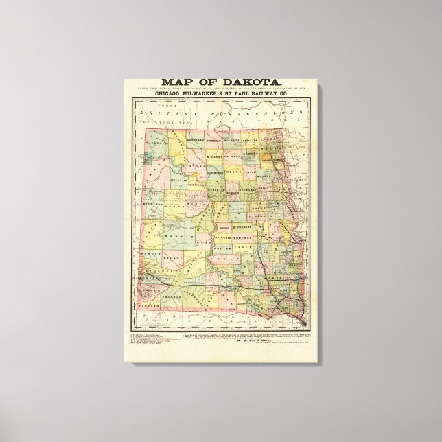 Map of Dakota Canvas Print (Front)