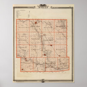 Map of Dallas County, State of Iowa Poster