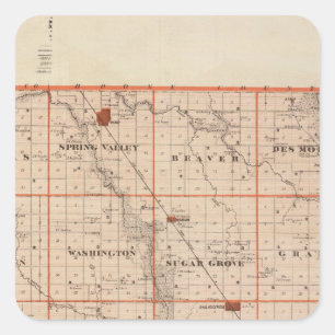 Map of Dallas County, State of Iowa Square Sticker