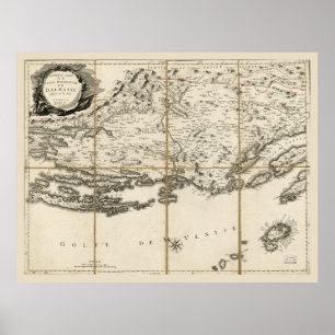 Map of Dalmatia, Croatia Coast & Islands (1780) Poster