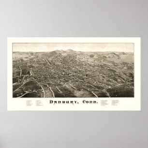 Map of Danbury, Connecticut from 1876 Poster