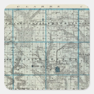 Map of Decatur County, State of Iowa Square Sticker