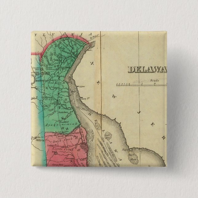 Map Of Delaware 15 Cm Square Badge (Front)