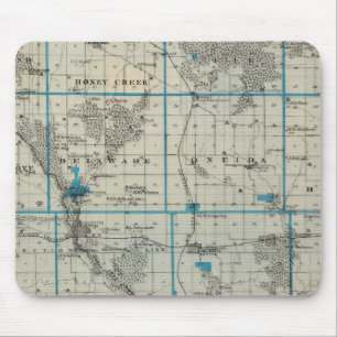 Map of Delaware County, State of Iowa Mouse Mat