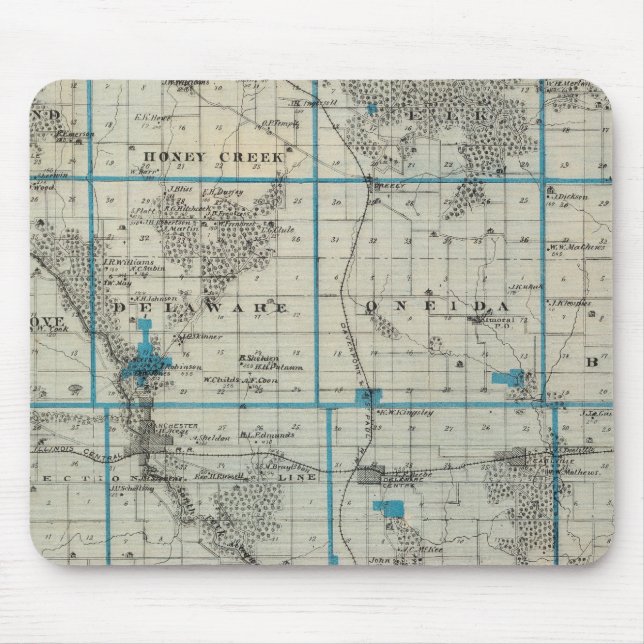 Map of Delaware County, State of Iowa Mouse Mat (Front)