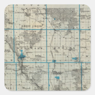 Map of Delaware County, State of Iowa Square Sticker