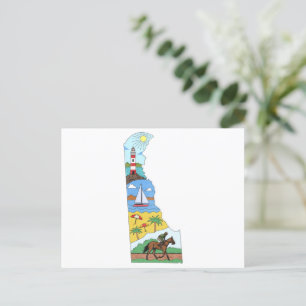 Map Of Delaware Sea Beach National Parks Postcard