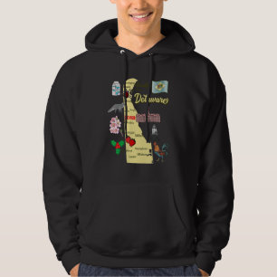 Map Of Delaware State Landmarks Major Cities Fl Hoodie