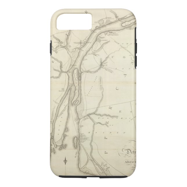 Map of Detroit River Case-Mate iPhone Case (Back)