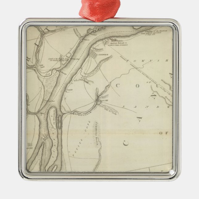 Map of Detroit River Metal Tree Decoration (Front)