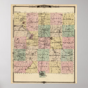 Map of Dodge County, State of Wisconsin Poster