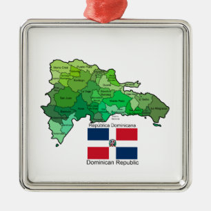 Map of Dominican Republic Metal Tree Decoration