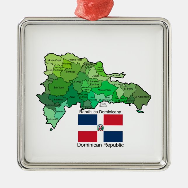 Map of Dominican Republic Metal Tree Decoration (Front)