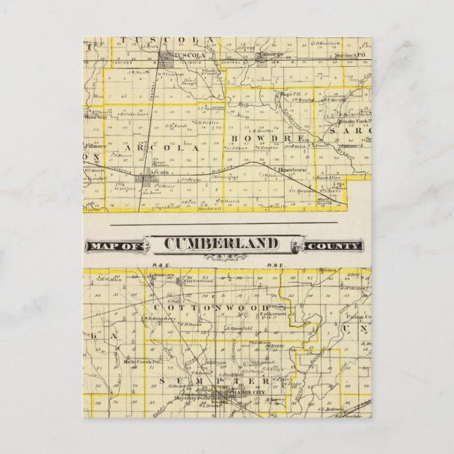 Map of Douglas County Map of Cumberland County Postcard (Front)