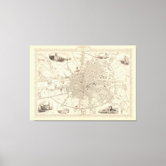 Map of Dublin, Ireland Canvas Print (Front)