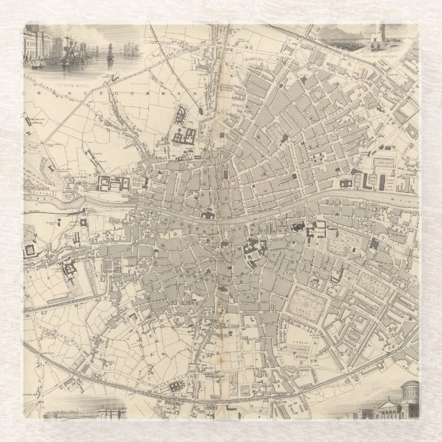 Map of Dublin, Ireland Glass Coaster (Front)