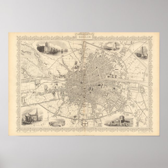 Map of Dublin, Ireland Poster (Front)