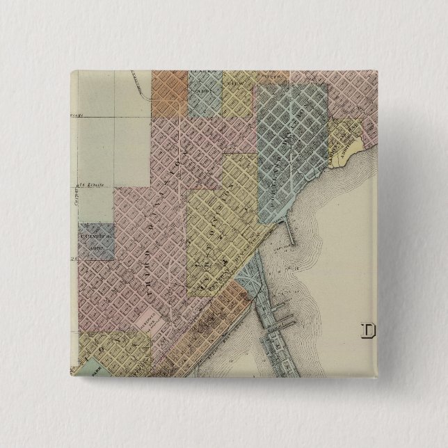 Map of Duluth, St. Louis County, Minnesota 15 Cm Square Badge (Front)