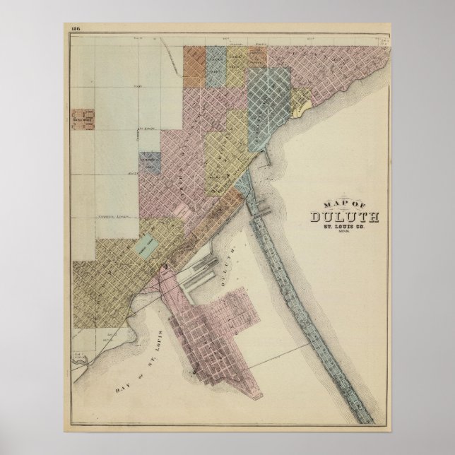 Map of Duluth, St. Louis County, Minnesota Poster (Front)