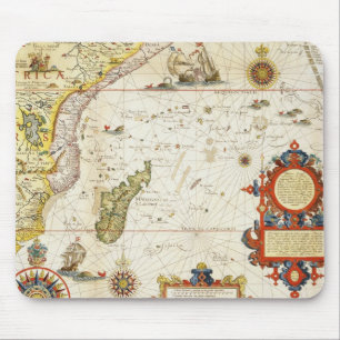Map of East Africa and Madagascar, 1596 (hand colo Mouse Mat