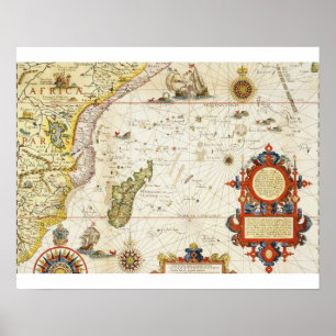 Map of East Africa and Madagascar, 1596 (hand colo Poster
